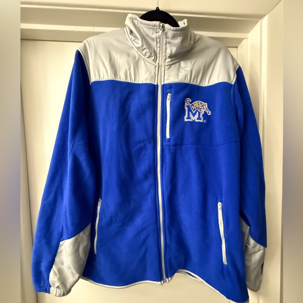 MEM TIGERS NWOT -Blue and Gray Performance Fleece zip up Jacket- SZ Medium